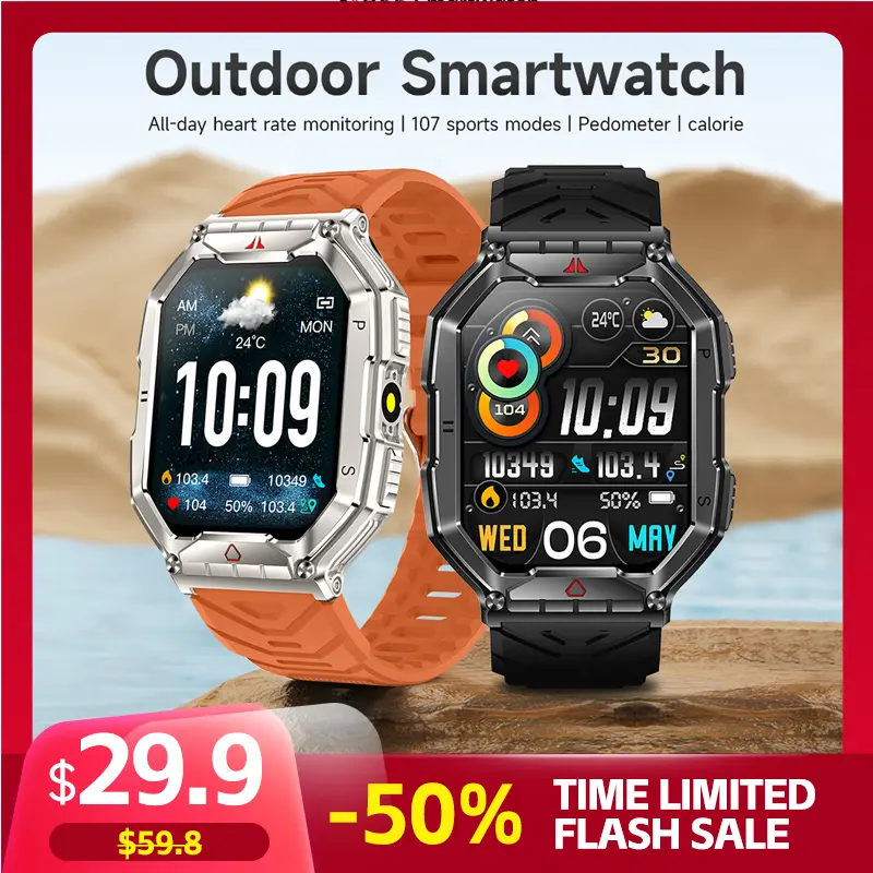 BOZLUN B65 Smart Watch - Fashionable Rubber Wearable for Trendy Men, 100+ Sport Modes, Workout & Hiking Support, Bluetooth Connectivity, Android Compatibility, Smartphone Notifications, AI Voice Assistant, Calculator, Calorie Tracker, Charging Function, S