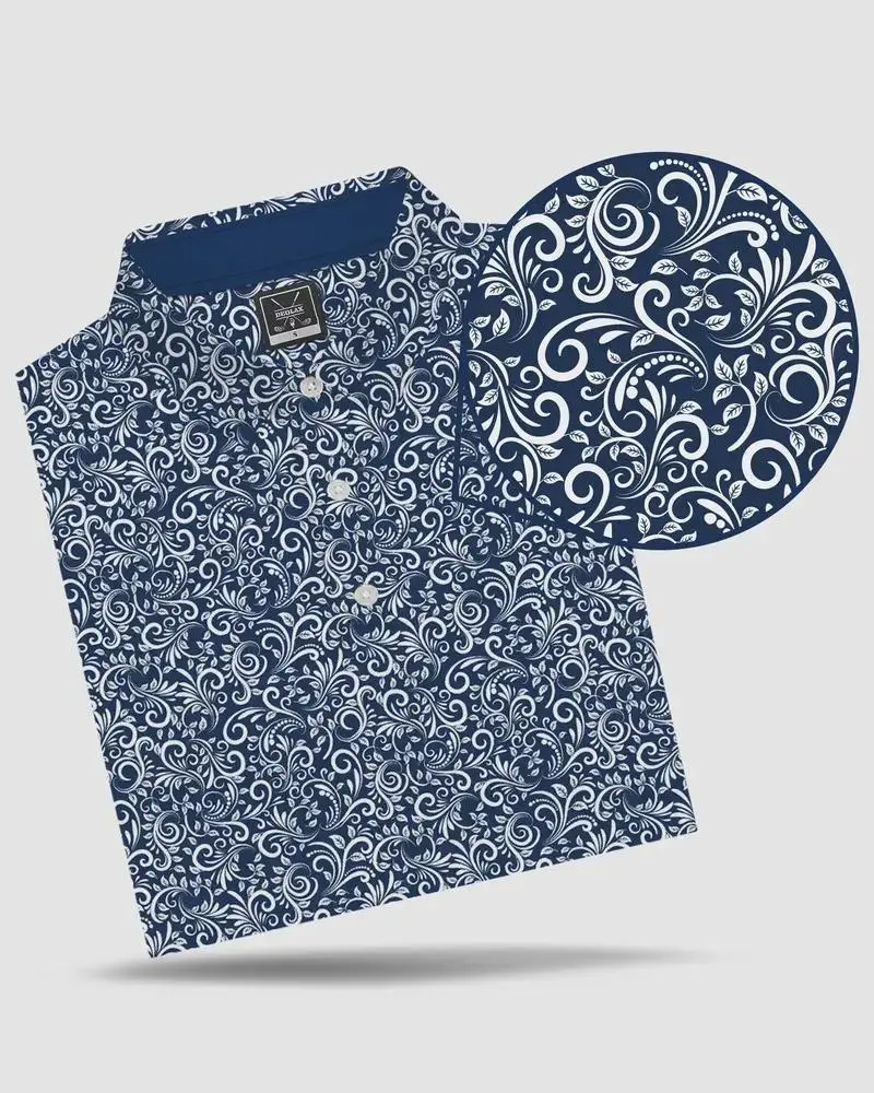 DEOLAX Brand - Paisley Polo - Navy. Gifts for men
