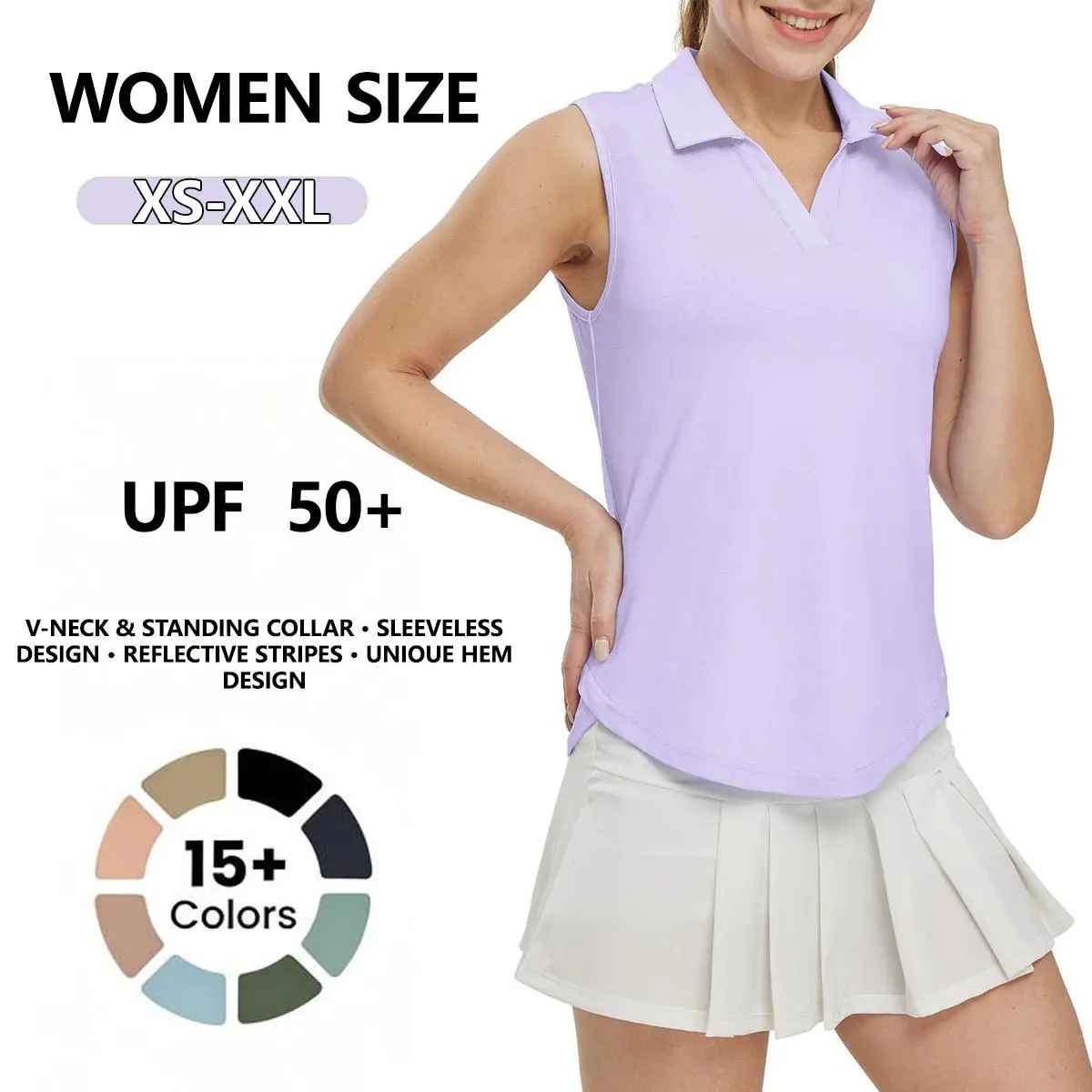 TBMPOY Women’s Sporty Chic Sleeveless V-Neck Collared Golf Polo Shirts, Quick Dry Lightweight UPF 50+ Athletic Tops for Hiking/Light Outdoor, Tennis Tank Tops #summervibes fathersdaygift