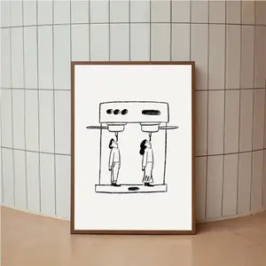 Abstract line coffee drink wall art print poster espresso please canvas painting cartoon wall art painting kitchen cafe decoration