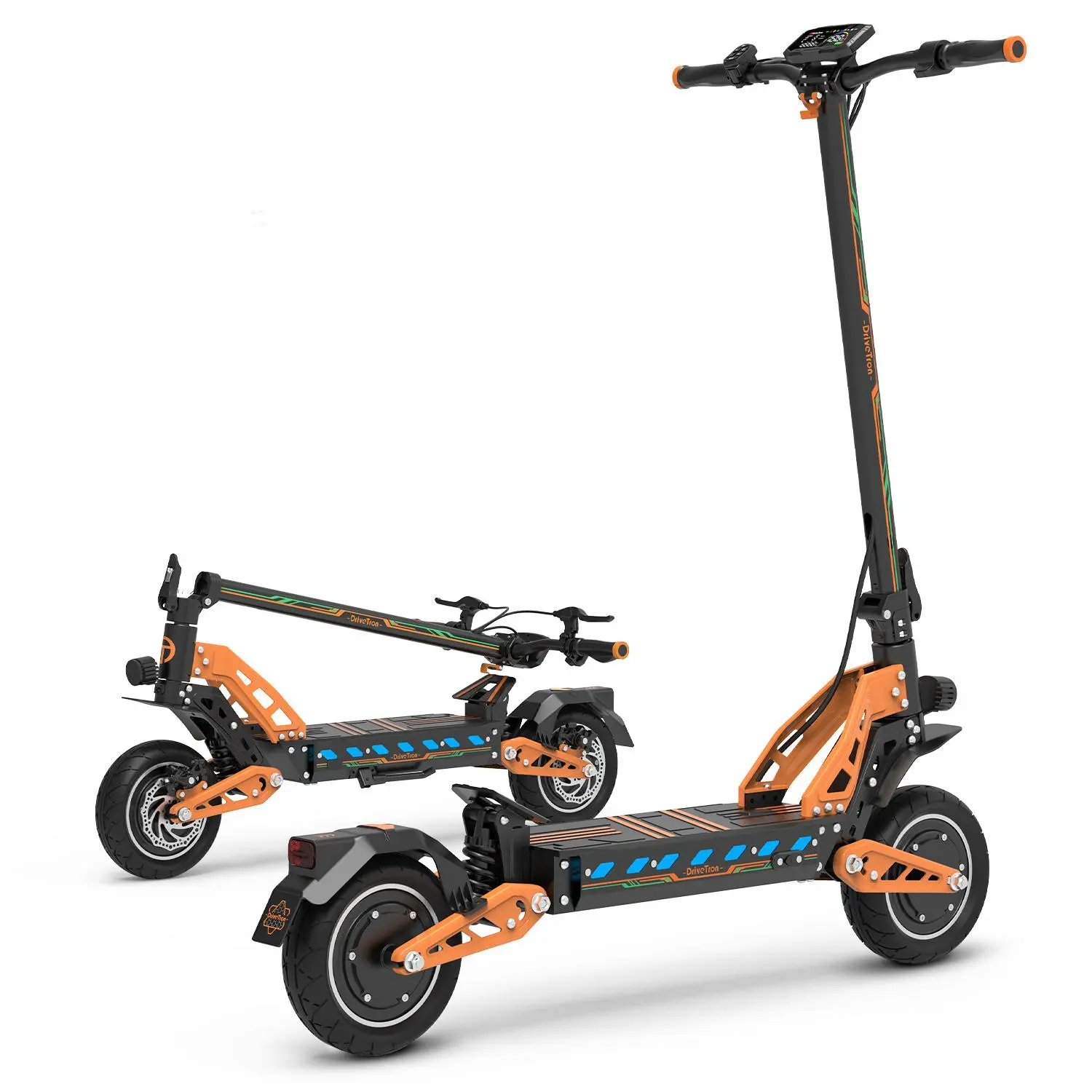 2026 DT10 Dual Motor Adult Off-Road Scooter - Sporty Folding Electric Scooter with Seat, 52V 21Ah, 43MPH, 50 Mile Range, 3300W Peak, 10" Tires, Dual Shock Absorbers, Smart LCD Display, UL2272 Certified