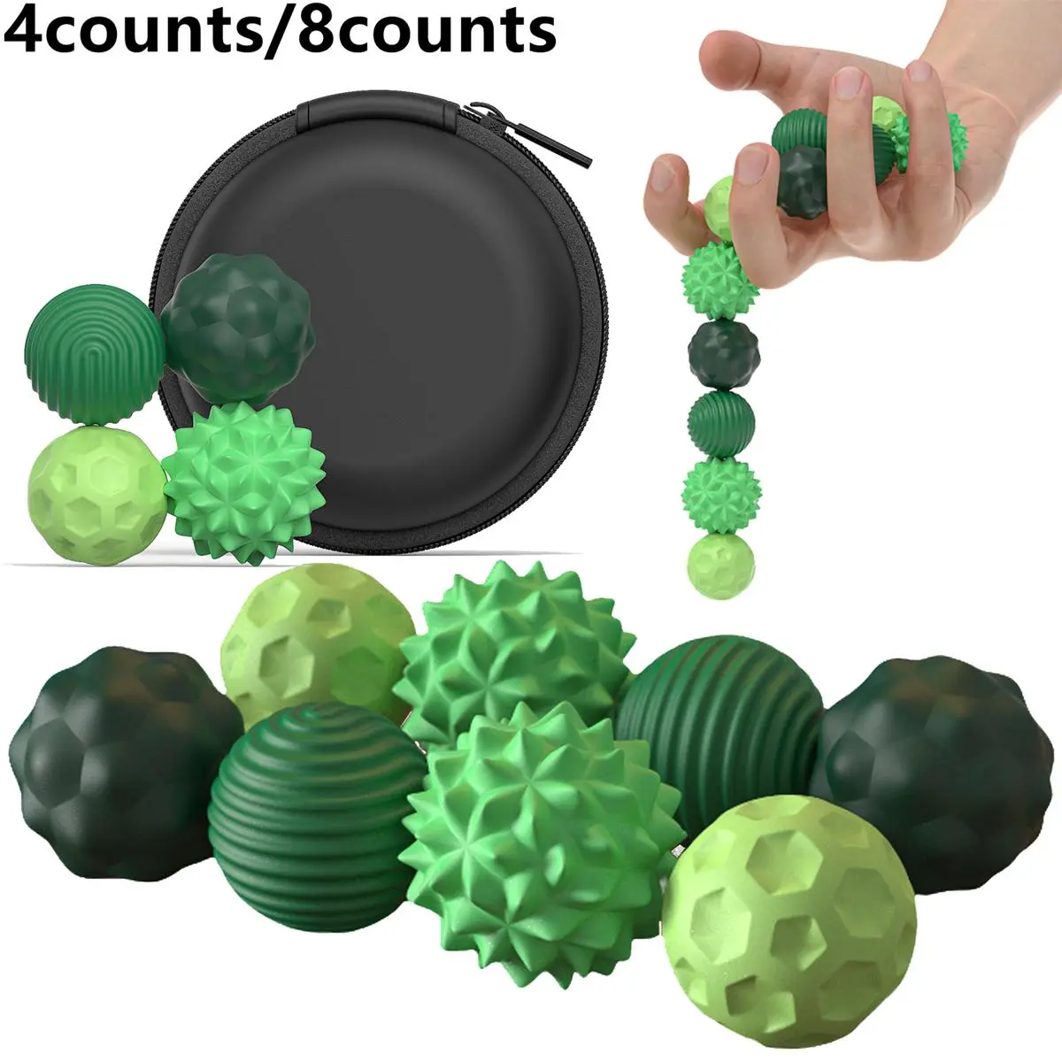 Ball Fidget Toy, 4/8 Counts Silicone Ball, Elastic Silicone Ball, Rolling Ball, Sensory Ball, Stress Relief Toy for Adults & Teens, Silicone Ball Set, Soft Ball