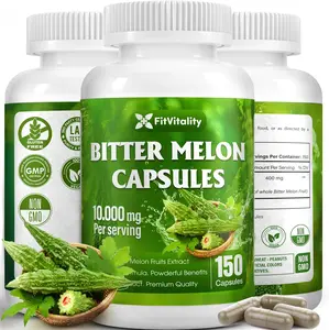 Bitter Melon Capsules| 150 Vegan Capsules| 150 Days Supply| 10,000mg per Serving| Bitter Melon Fruit 25:1 Extract| 100% Pure & Natural| Gluten-Free Supplement| Ultimate Concentrated (150 Capsules)