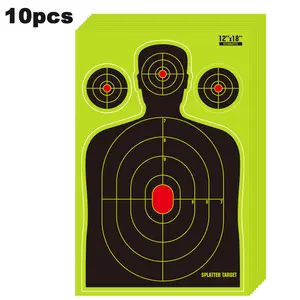 12x18 Inch Human Silhouette Shooting Targets, Fluorescent Splatter Reactive Target Paper, High Visibility Bullseye Practice Target for Indoor Outdoor Shooting Training