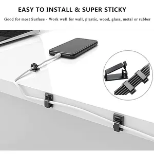 192 PCS Cable Management Kit 4 Wire Organizer Sleeve,11 Cable Holder,35Cord Clips 10+2 Roll Cable Organizer Straps and 100 Fastening Cable Ties for Computer TV Under Desk, black,clear