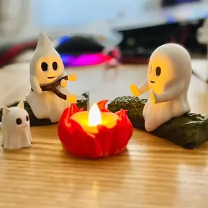 Ghost Campfire Resin Ornament for Halloween Decorations, Unique Halloween Party Decor, Spooky Themed Decorations for Home, Home Decor Ornaments