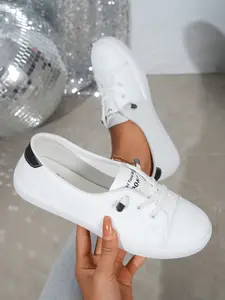 Women's PU Leather Slip-On Shoes, Casual Patchwork Design, Comfortable Rubber Sole, All-Season Footwear, Perfect for Daily Wear