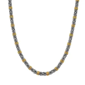 Fashionable TwoTone Byzantine Chain Necklace 20.522.5 Inches in ION Plated Yellow Gold and Stainless Steel Christmas Gifts