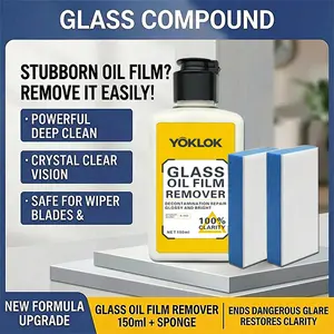 YOKLOK Advanced Oil Film & Streak Remover – Powerful Glass Cleaner for Cars, Mirrors, Windows, Removes Smudges, Grease, Fingerprints, and Tough Residue, Quick and Easy Shine