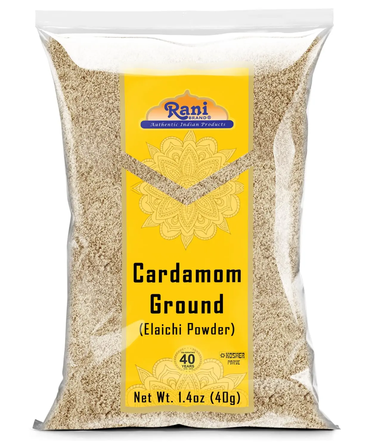 Rani Cardamom (Elachi) Ground, Powder Indian Spice 1.4oz (40g) ~ All Natural | No Color added | Gluten Friendly | Vegan | NON-GMO | Kosher | No Salt or fillers
