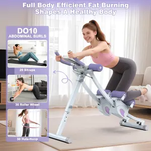 Fitness Ab Machine, 4 Adjustable Resistance Levels Ab Workout Equipment for Home Gym, Height Adjustable Ab Trainer,