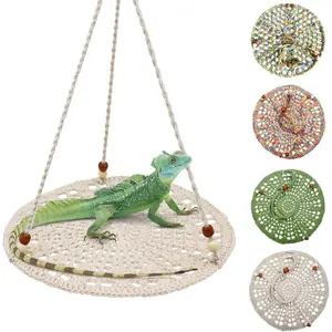Birds Hammock Bearded Dragon Rest Bed Habitats Supplies Climbing Terrarium for Lizard Leopard Gecko Parakeet Cockatiel Rats Hamster Squirrel Chameleon (Off-White)
