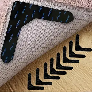 Non-Slip Rug Carpet Grippers – Strong Adhesive Corner Pads to Keep Area Rugs Flat & Secure | Reusable, No-Damage Design Safe for Hardwood Floors, Tile & Laminate | 8PCS Anti-Curl Rug Tape Set