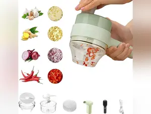 4 in 1 Handheld Electric Vegetable Cutter Set Slicer Vegetable Spiral Slicer Cutter Masher Machine Kitchen Tool Multifunctional