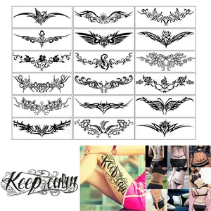 19 Sheets Tramp Stamp Temporary Tattoo,Fake Temporary Tramp Stamp Tattoo Stickers for Women Grils Men