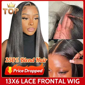 [ Blend ] 250%Density Yawawe Hair Upgrade 28/30inch13x6 Lace Frontal  Blend Luxury fiber Wigs Wear Go Glueless Wigs Natural Black Straight lace front wig For Women Pre-plucked Transparent Chocolate Brown Lace Wigs#DealsForYouDays