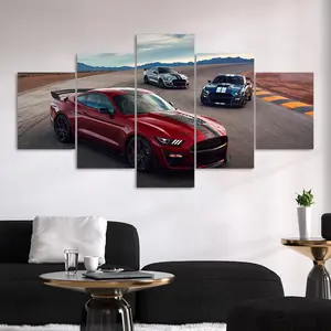 Car Pattern Canvas Unframed Painting, 5 Counts/set Modern Art Wall Art, Artwork, Hanging Wall Art, Wall Decor for Home Living Room Bedroom Office, Art Wall Decoration, Ornaments