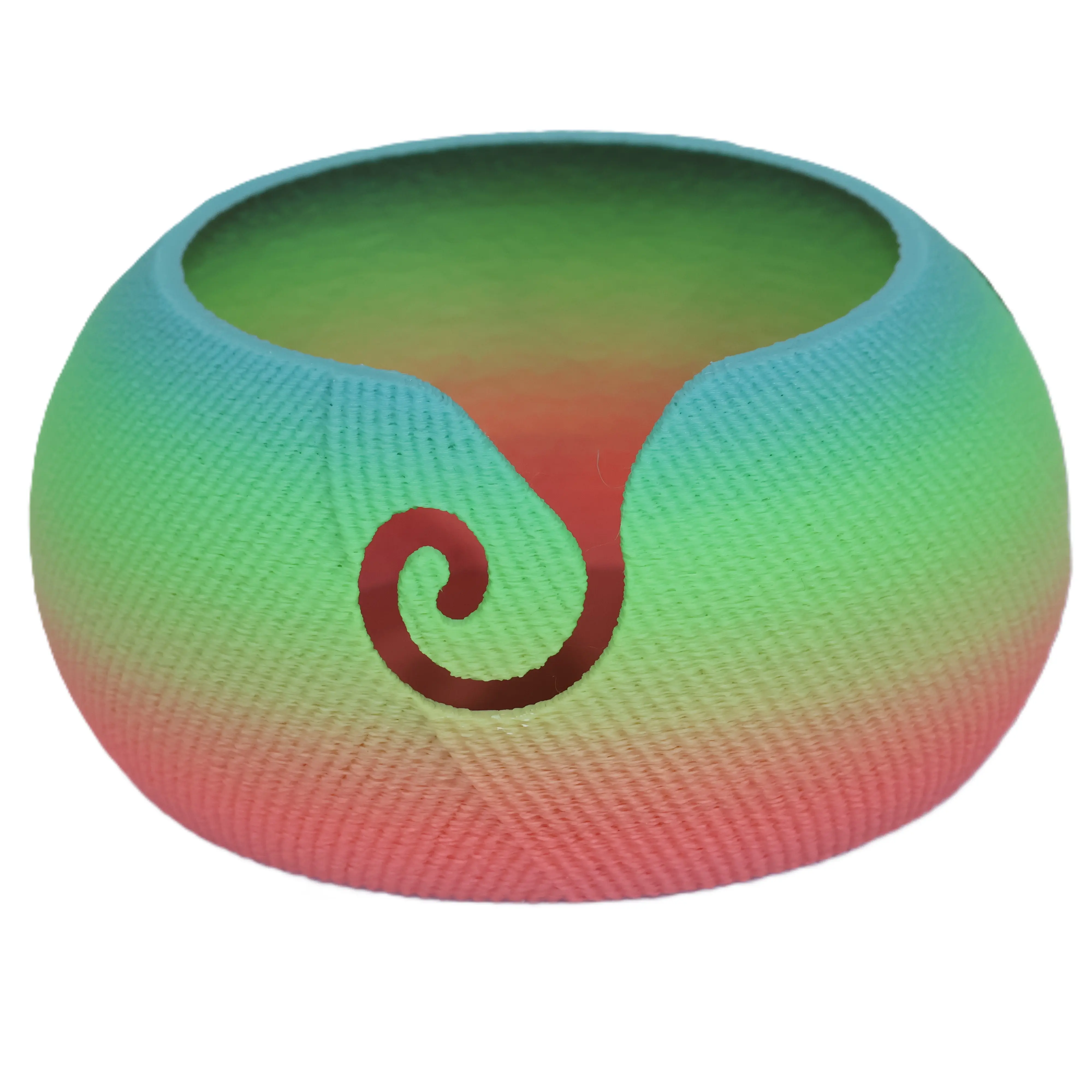 Premium Yarn-Textured Yarn Bowl - A Luxury Must-Have for Discerning Crafters with Vibrant Green Red & Blue Gradient Design 4.5x4.5x5 Inches