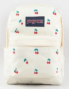JANSPORT SuperBreak Plus FX Backpack, Cherry Embroidery Coconut