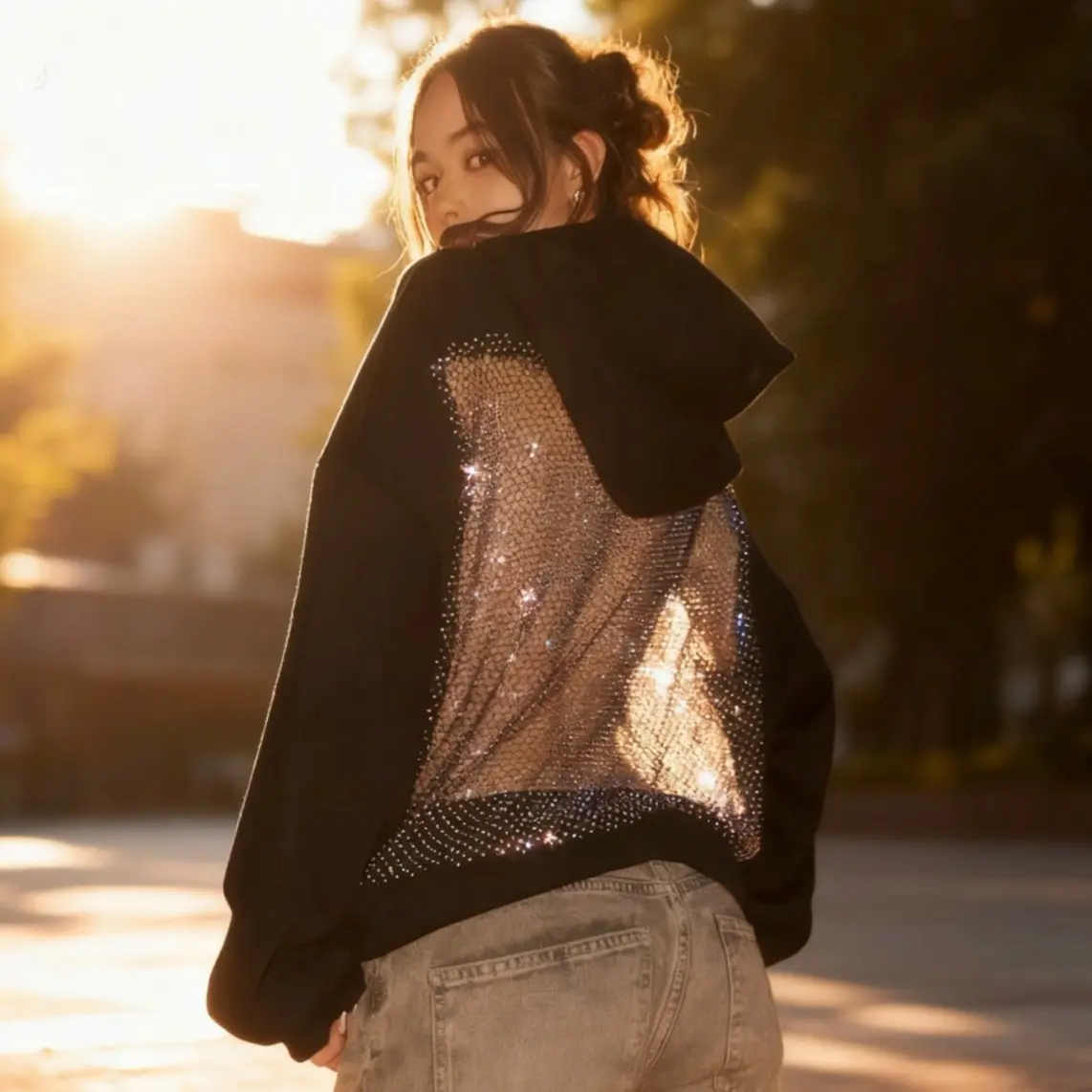 トップス velours set up hoodie silver glitter y2k 87b359465be54f8e9b0c81c99d6d24