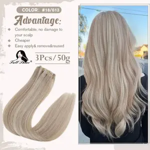 Full Shine Clip in Hair Extensions Human Hair 3Pcs Remy Hair 50G Human Hair Clip in Extentions Balayage Human Hair Extensions Full Shine