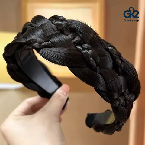 Women's Wig Grip Headband - 6-Strand Braided Crown Headpiece, 35g Non-Slip Teeth, Elegant Faux Twisted Hoop, 3cm Auspicious Braids Hairstyles Accessory for Party, Casual Outfits