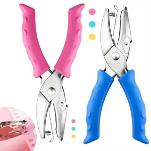 Single Hole Punch, 2 Pcs 1/4" 6mm Hole Puncher with Pink/Blue Soft Grip for Home, Office and Classroom, Handheld Circle Small Hole Paper Punch for Crafts, Scrapbooks, Tags, Tickets
