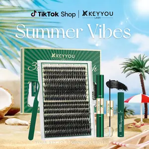 KEYYOU 3D Effect Eyelash Clusters Kit 280pcs 80D100D D Curl Individual Lashes Kit Wispy Lashes Volume Cluster Lashes Kit Natural Soft  #Summervibes