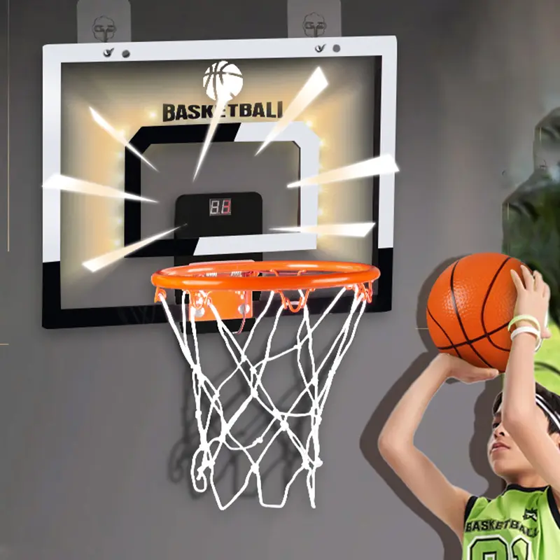 Outdoor Basketball Game Set with LED Lights and Digital Scoreboard for Kids and Adults