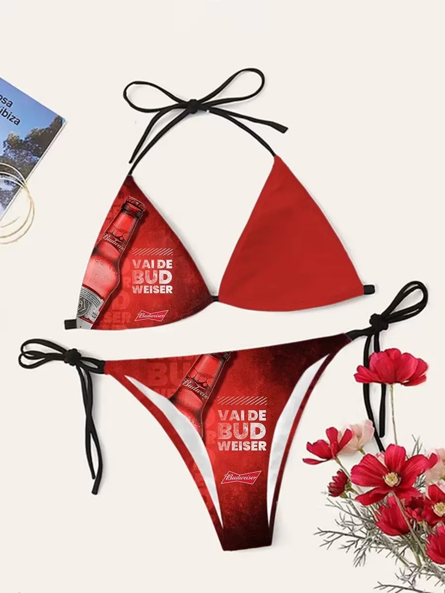 Y2K Graphic Print Bikini Tie Side Two Piece Swimsuit