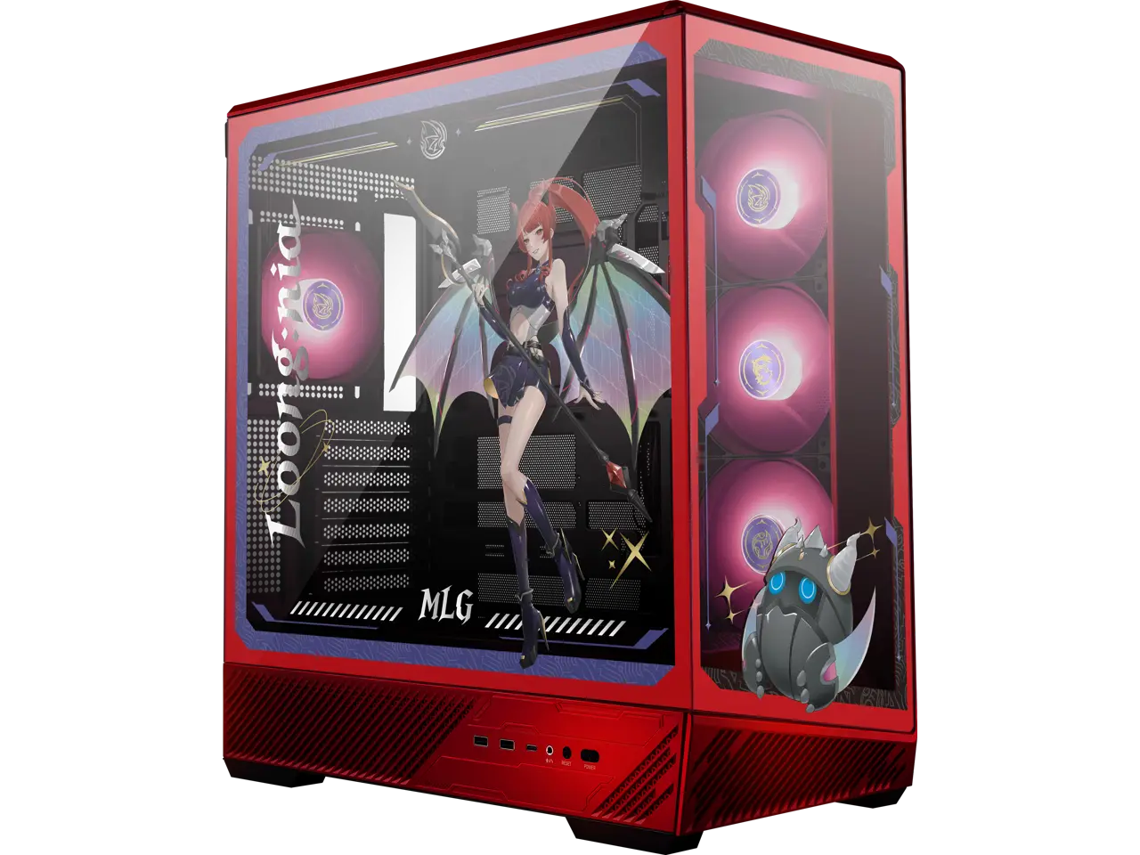 MSI PANO 130R MLG EDITION - ATX Mid-Tower Gaming PC Case - 270-degree Tempered Glass Panel - Liquid Cooling Support up to 360mm Radiator - Pre-Installed 4x ARGB Fans