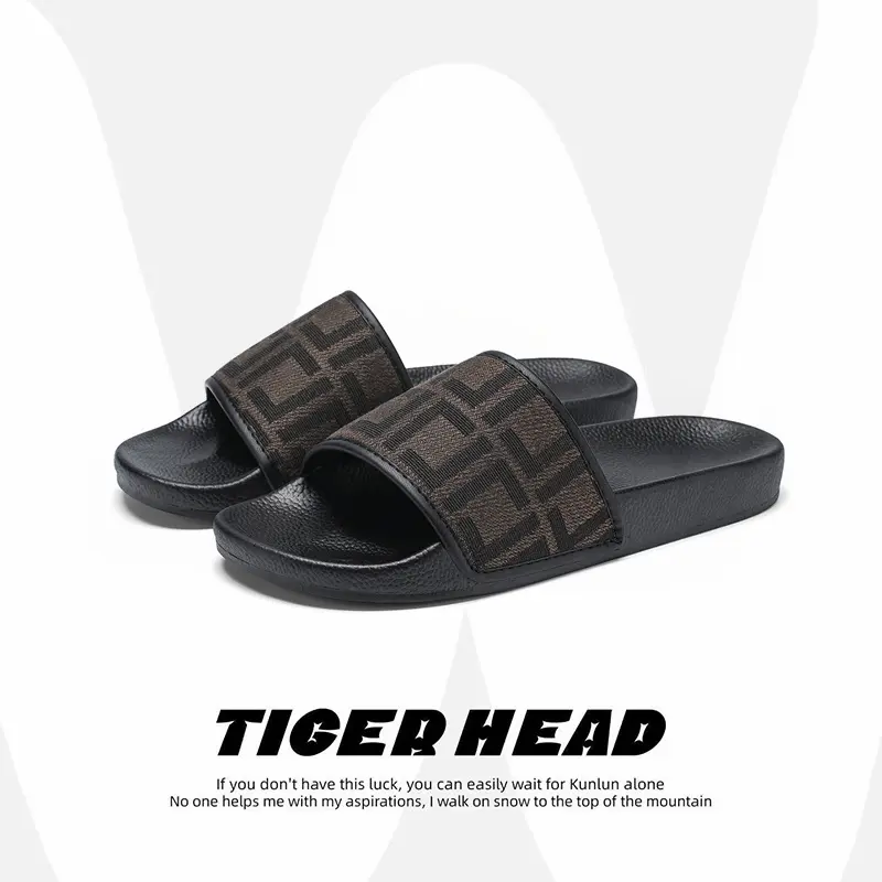 Men's classic fashion letter FF slippers, with high-quality leather lining that is lightweight, breathable, anti-slip and has a soft sole. These are versatile indoor and outdoor slippers suitable for daily use, both stylish and practical.