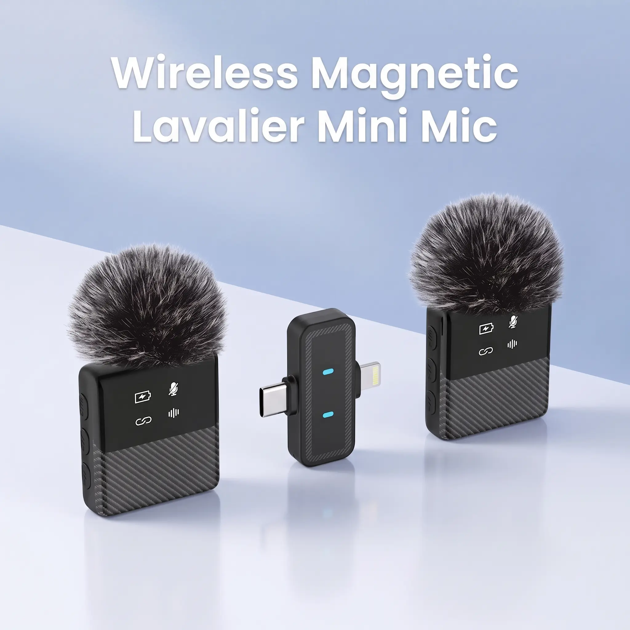 NexPod 2-Pack Bluetooth Wireless Magnetic Lavalier Microphone - Wireless Lapel Mic with Magnetic Clip for iPhone/Android Smartphones, Noise Cancelling Mini Clip-On Audio Mic for Video Recording, Interviews