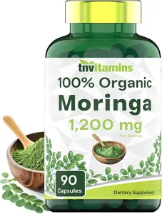 Organic Moringa Powder Capsules: 1,200 mg per Serving, 90 Count | Superfood Supplement for Energy & Vitality* | Organic Moringa Leaf – Non-GMO, Gluten-Free, Made in The USA