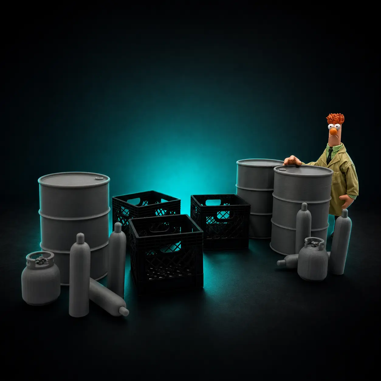 1/12 1/10 and 1/6 Scale Variety Pack Wave 1, 3D Printed Crates Boxes and Oil Barrels, Action Figure Diorama Props and Display Shelf Accessories for Collectors
