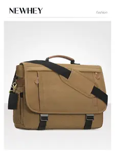 Messenger Bag for Men 17-17.3 Inch Laptop Bag Water-resistant Canvas Computer Shoulder Bag Office Work Briefcase Large Casual Satchel Bags for Men Bookbag for College, Khaki Travel Essentials