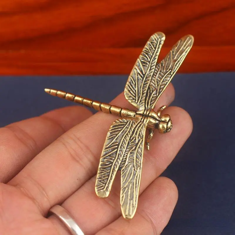 Vintage Dragonfly Design Brass Ornament, Decorative Home Ornament, 1 Count Creative Desktop Decoration, Desktop Decor Sign for Home, Office, Gift for Friend, Collectible Figurines, Collectible Figure Decor, Statues, Decoration Items