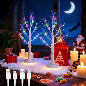 1/2 Pack 168LED Artificial Tree Lamp, DIY Birch Tree with LED Lights, Lighted up Tree Lamp USB/Battery Powered, Fairy Light Spirit Tree for Table Home Bedroom Christmas (Multicolor) led lights bedroom