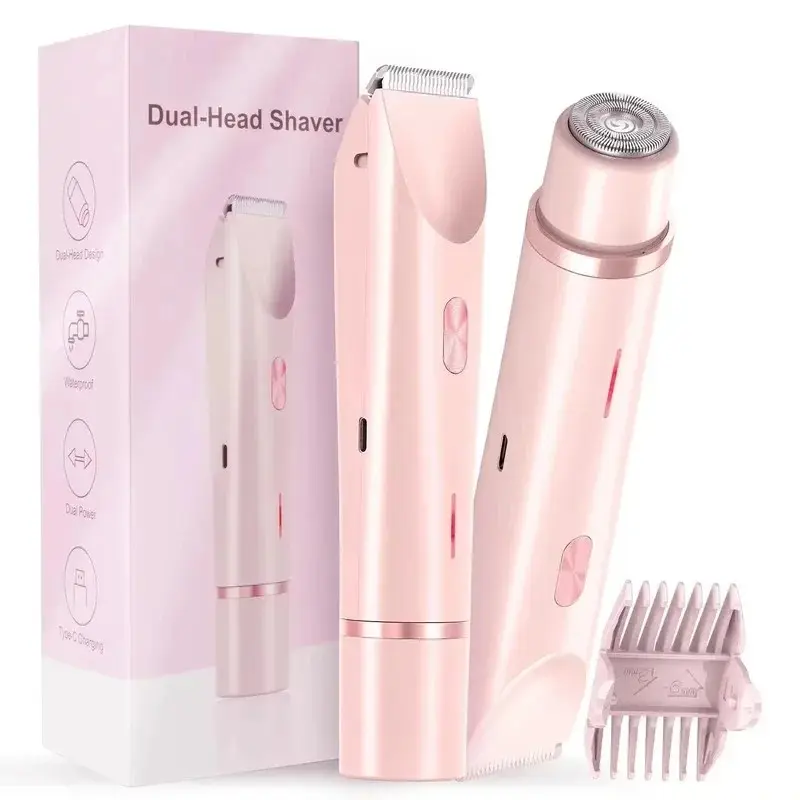 Rechargeable Electric Razor Mini Women Bikini Trimmer Body Hair Removal Dual Head Portable Epilator, Personal Care Appliances, USB Rechargeable Shaver, Abs Material, 5v Power Consumption