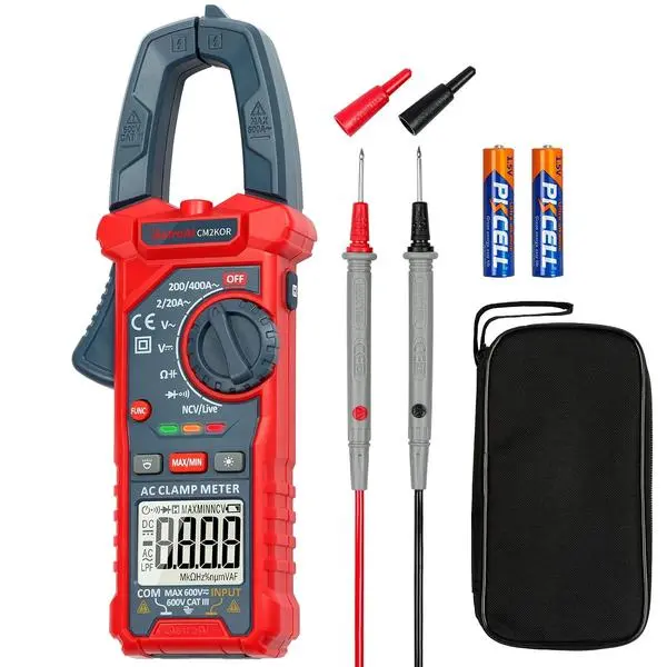 Digital Clamp Meter Multimeter 2000 Counts Amp Voltage Tester Auto-ranging with AC/DC Voltage, AC Current, Resistance, Capacitance, Continuity, Live Wire Test, NCV, Blue