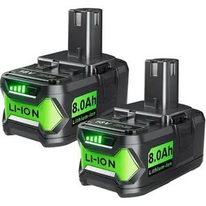 8.0-Ah Replacement for Ryobi 18V  P108 Lithium  18-  P104 P105 P102 P103 P122,2Pack