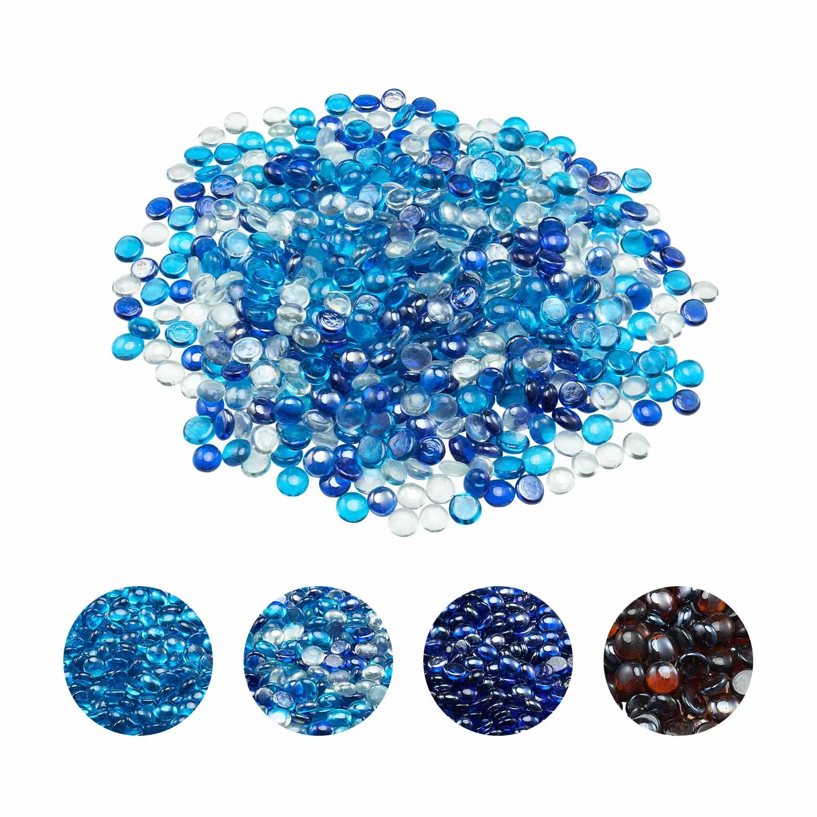 【SummerFinds】VEVOR Fire Glass, 10LBS / 4.5KG Smokeless & Fireplace Rocks, 3/4-Inch / 19.05 mm Reflective Firepit Glass Beads, High Luster Stone Landscaping for Fire Pit Table, Cobalt Blue + Caribbean Blue + Clear