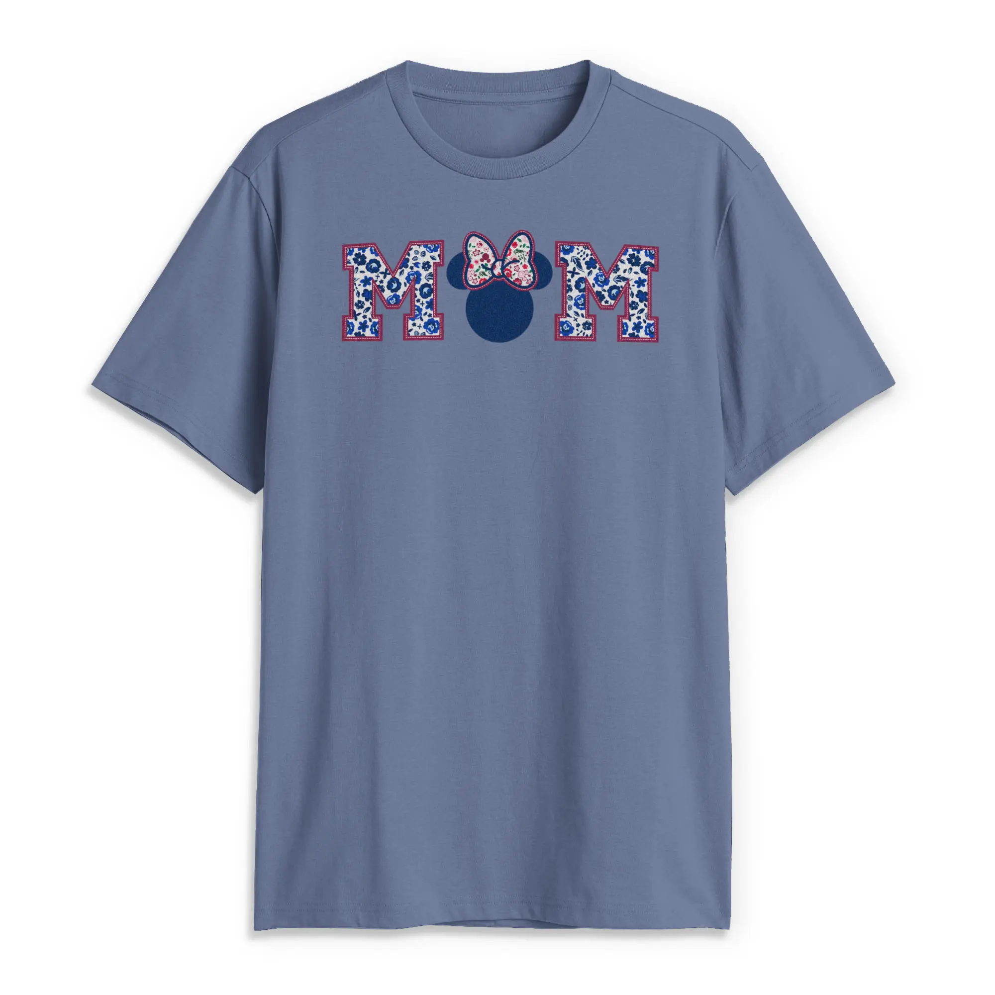 Disney Men's Short-Sleeve Licensed Tee, Floral Bow "Mom" Graphic Print, Mother's Day Casual Wear T-Shirt with Water-Based Ink, Stylish