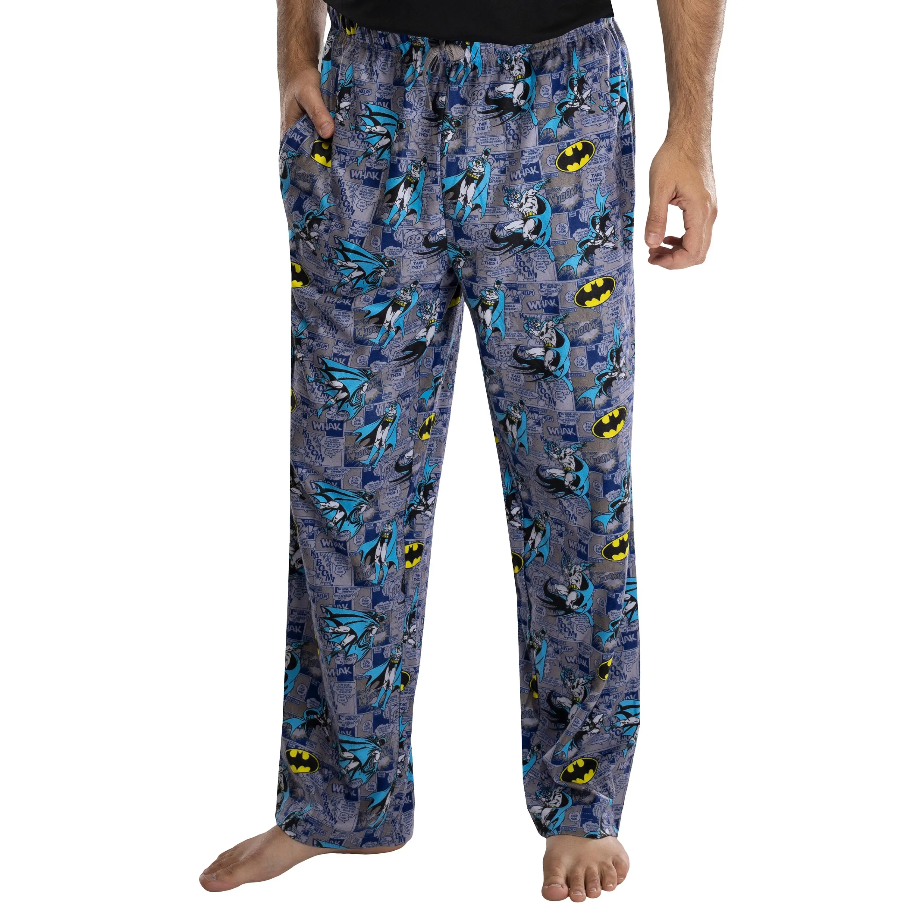DC Comics Men's Classic Batman Comic Book and Bat Symbol All-Over Print Lounge Pajama Pants Sleepwear