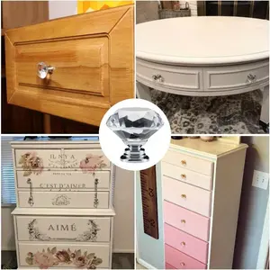 16pcs Elegant Crystal Glass Cabinet Knobs - 30mm Diamond Shaped Pull Handles for Drawers and Cabinets for Wardrobes, Drawers & Furniture Accessories