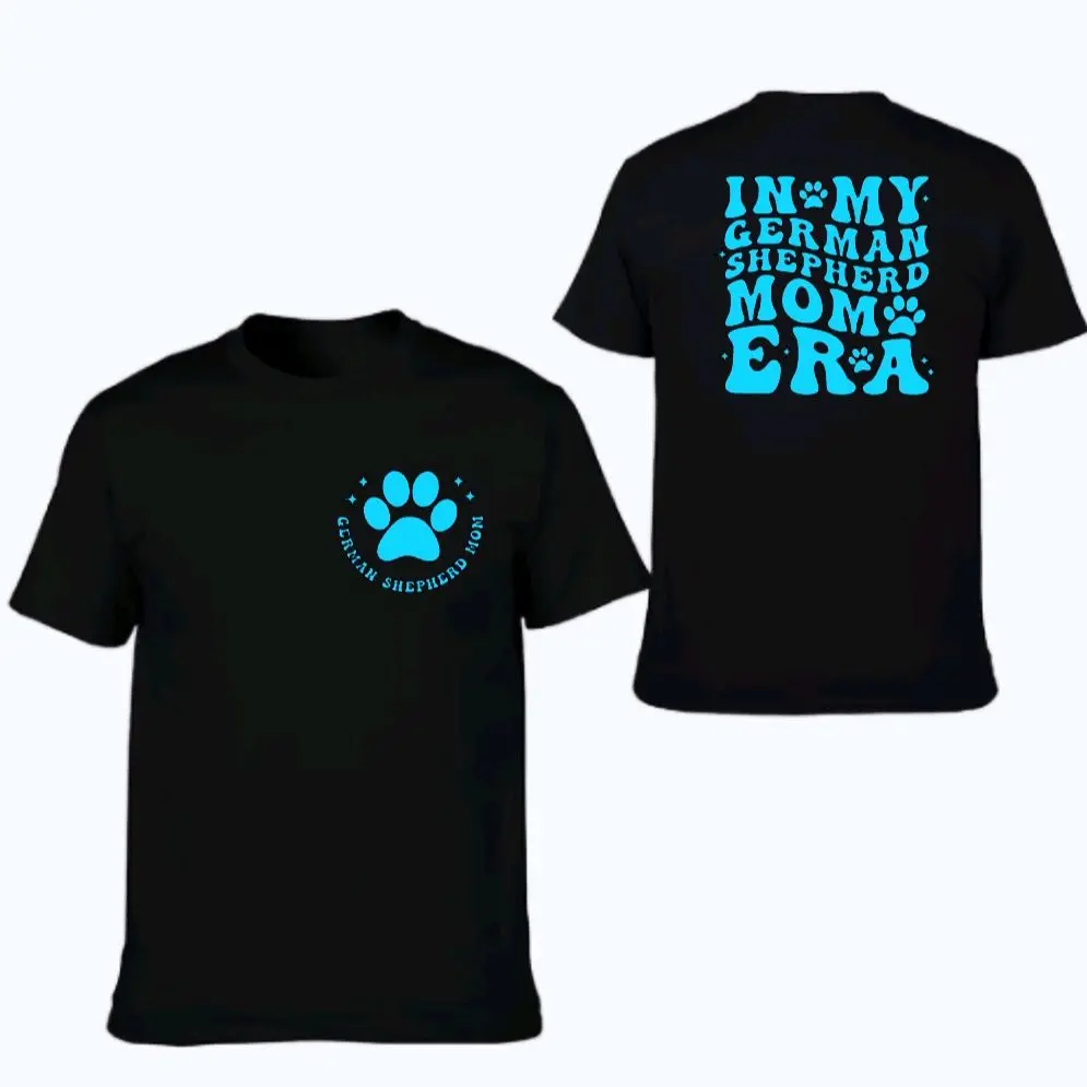 german Shepherd mom shirt dog mama popular cute Short sleeve Top Short Sleeve Unisex Tshirt dog mom black and blue tee