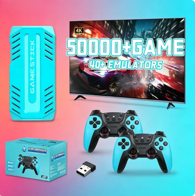 U36 Retro Game Stick, 128GB, Preloaded 50000+ Classic Games, 40 Emulators, Dual 2.4G Wireless Controllers, 4K HDMI Plug & Play TV Game Console