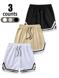 Men's Patchwork Striped Drawstring Waist Shorts, Casual Loose Pocket Shorts for Summer, Men's Bottoms for Daily Wear