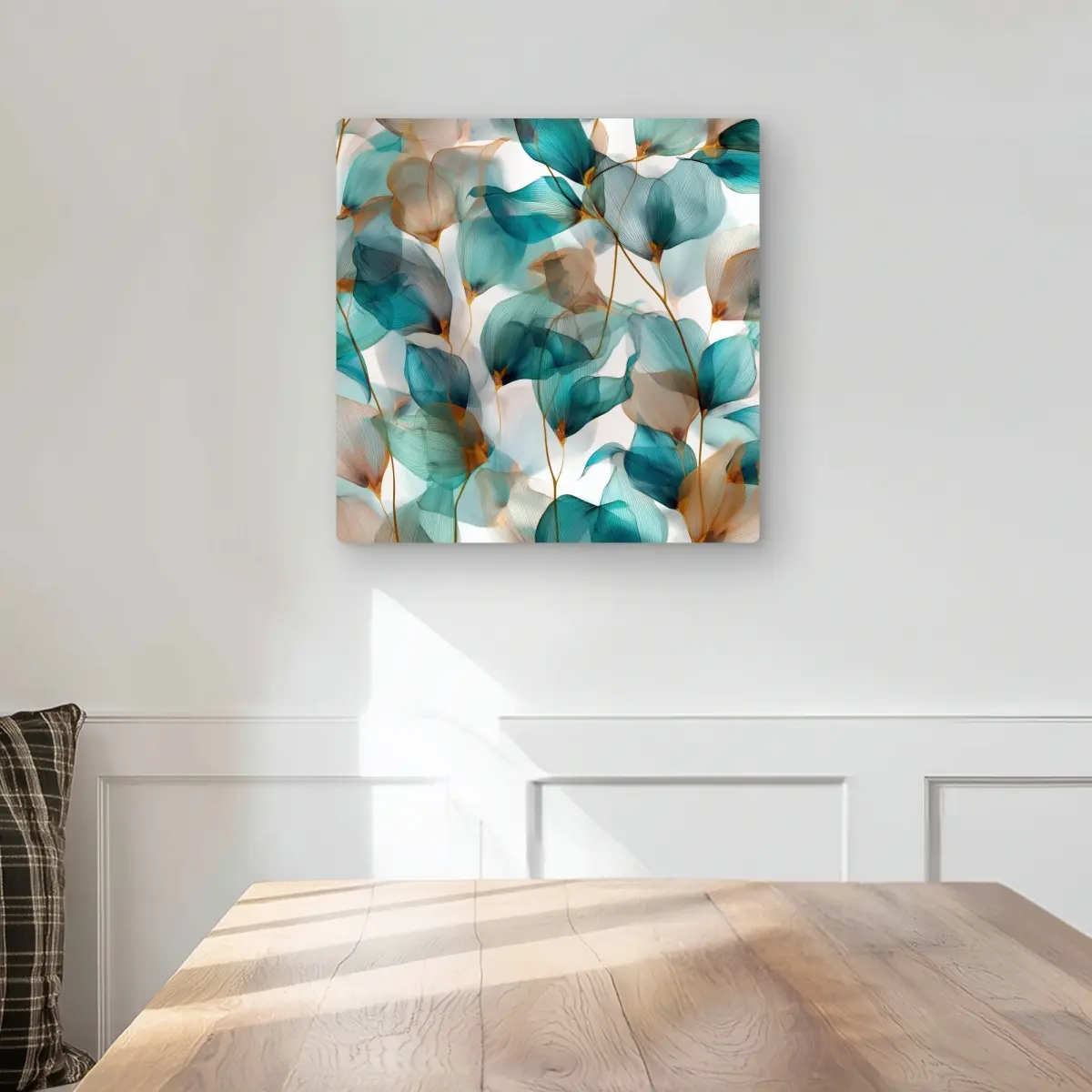 MWW C1MP16165XVLP6 16x16 in. Teal & Brown Metal Print Wall Art - Accent Wall Prints, Decorative Metallic Home Decor Accent, Decorative Metallic Prints