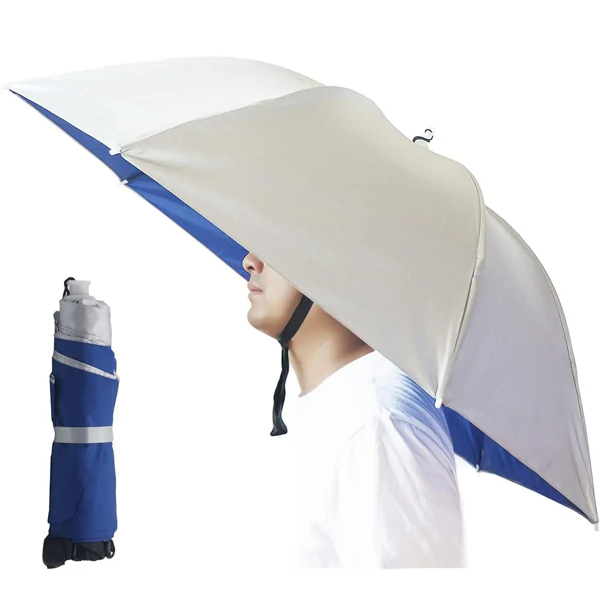 Uv Protection Umbrella Hat, Hands Free Adjustable Umbrella Cap, Sun Protection Folding Umbrella Hat for Fishing, Golf, Camping, Hiking, Beach, and Gardening, Beach Umbrella Summer Umbrella, Fishing Accessories, Outdoor Umbrella, Lightweight Umbrella
